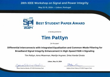 Tim Pattyn Best Student Paper Award (vergrote weergave)