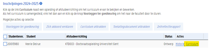 Curriculum bewerken